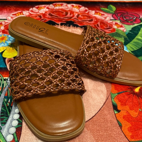 Brown Slide Sandals - Picture 1 of 3